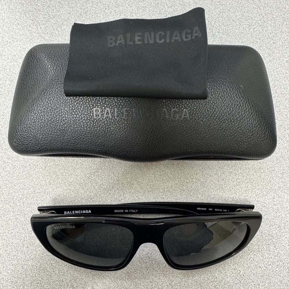 Balenciaga 60mm Rectangular Sunglasses with case and cloth